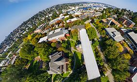 The Seattle Pacific University campus in a 360 circular globe